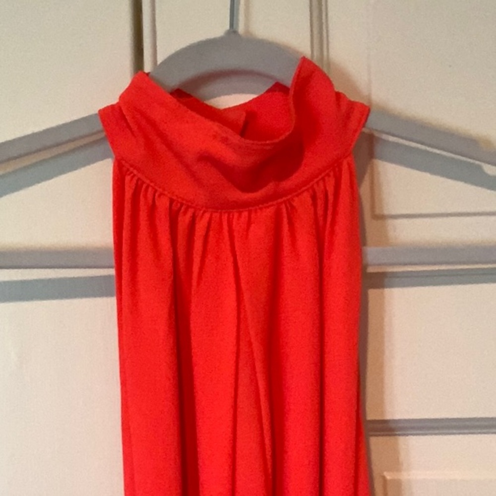 Vici Bright Coral Halter Neck Tie Waist Dress Size SM - Picture 2 of 5